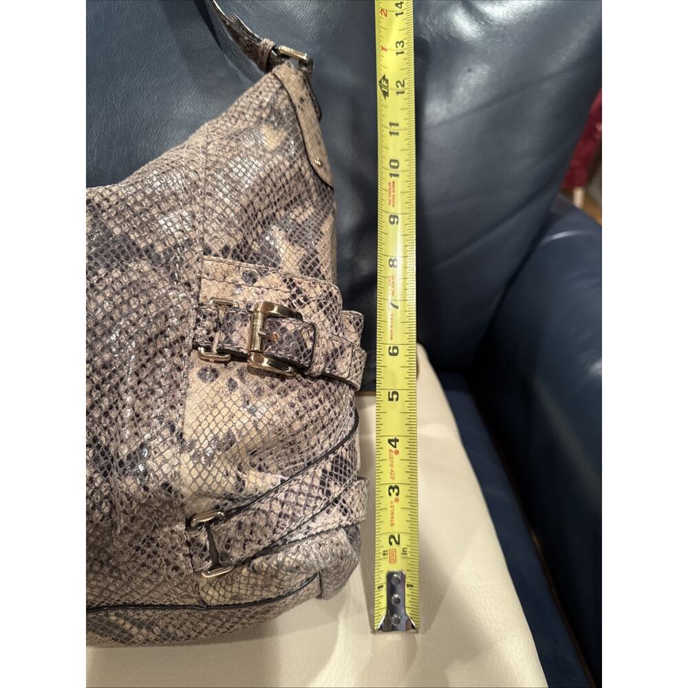 Michael Kors Women's Large Tan Leather Snakeskin Hobo Bag - Picture 4 of 12